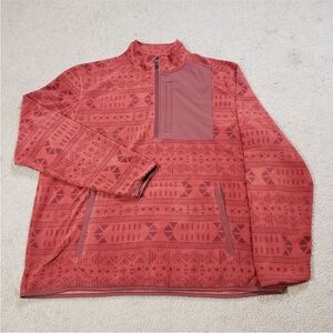 Duluth Trading CO Men's Checkpoint Fleece 1/4 Zip Pullover Large Red Aztec